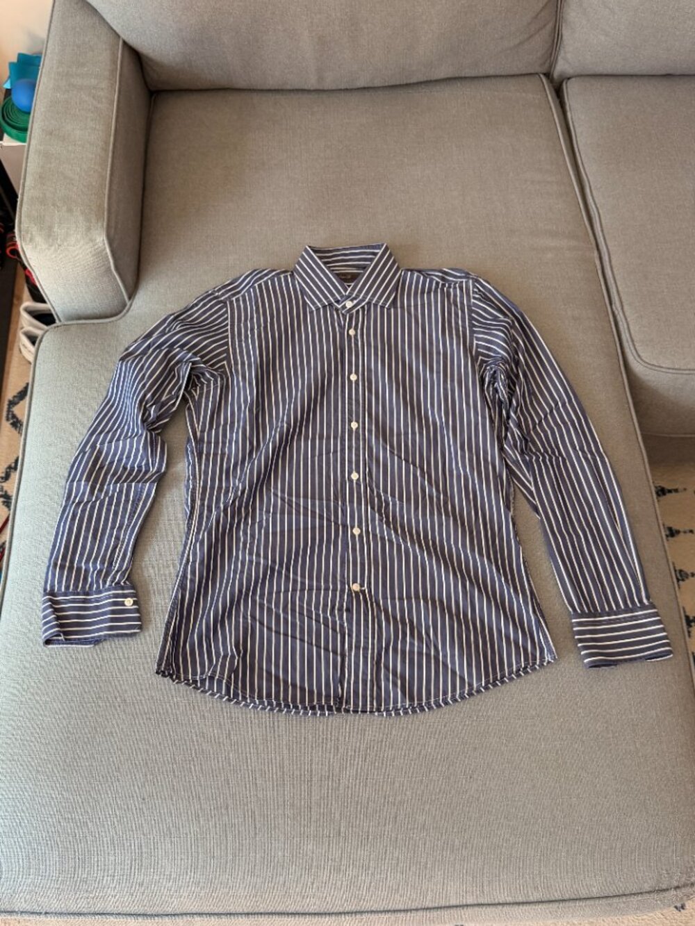 Vakko Comfort Fit, Blue/White Poplin Shirt, 39/15.5